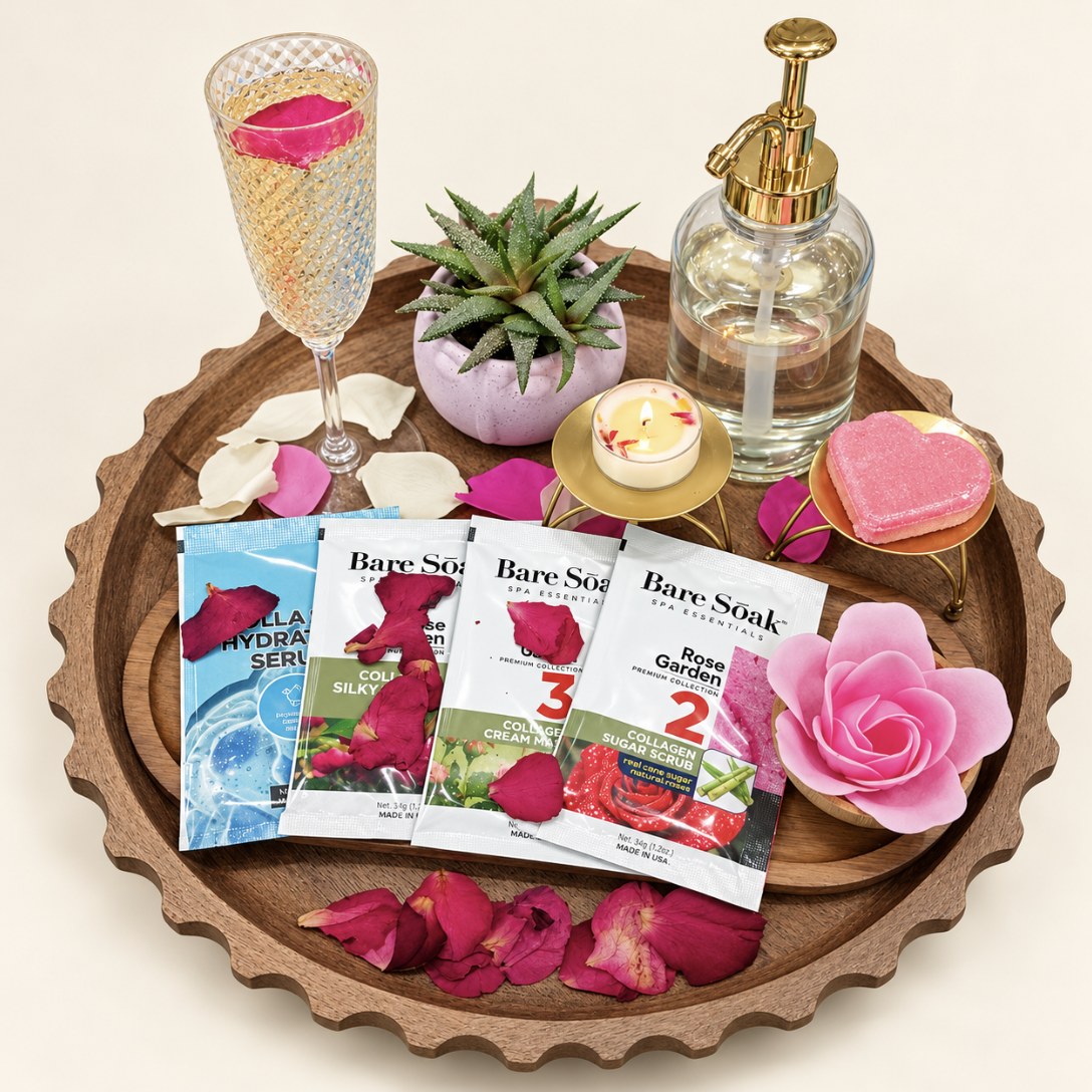Rose champagne romance pedicure treatment tray